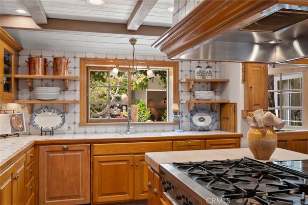 Interior, Kitchen, Pendant Lights, Recessed Lighting, Stainless Steel Appliances, Wooden Beams