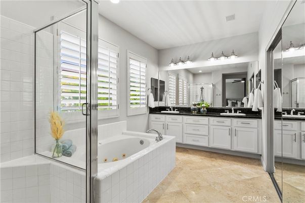 Bathroom, Dual Sink Vanities, Glass Shower, Interior, Recessed Lighting