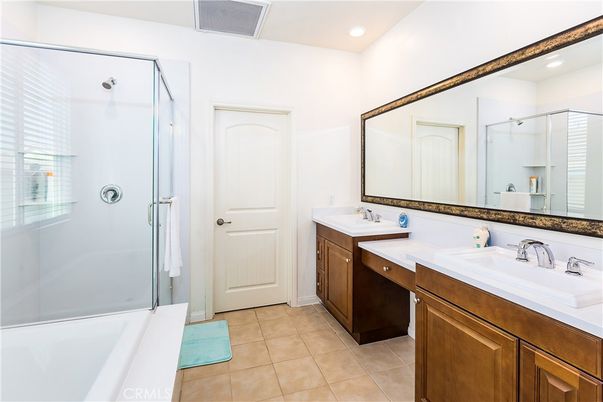 Bathroom, Dual Sink Vanities, Glass Shower, Interior, Recessed Lighting