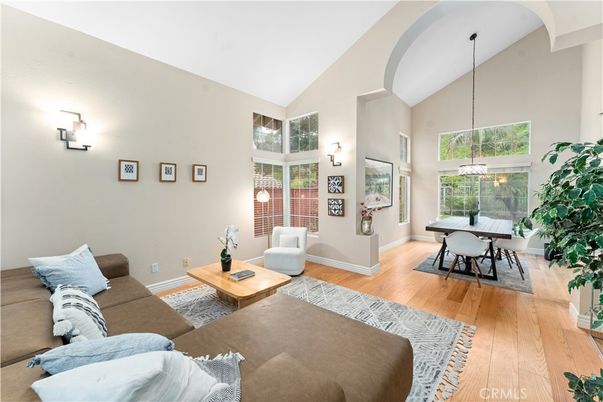 Dining room, Interior, Living room, Pendant Lights, Wood Texture Flooring