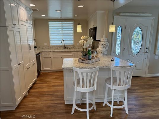 Interior, Kitchen, Pendant Lights, Recessed Lighting, Wood Texture Flooring