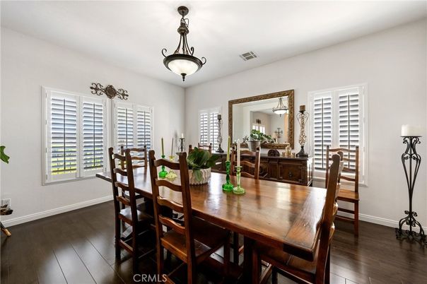 Dining room, Interior, Pendant Lights, Wood Texture Flooring