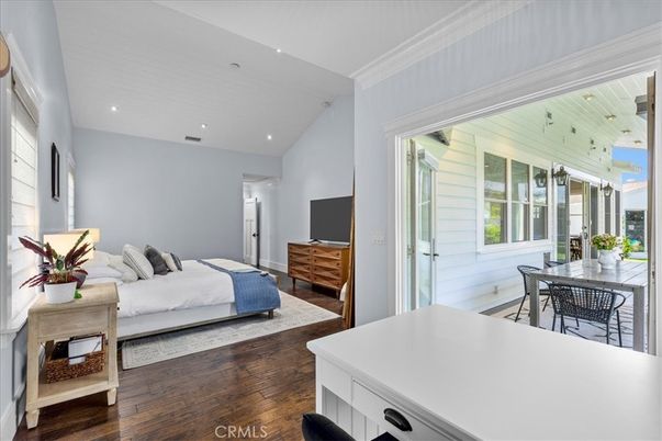 Bedroom, Dining room, Interior, Recessed Lighting, Wood Texture Flooring