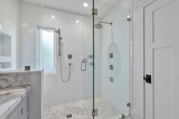 Bathroom, Glass Shower, Interior, Recessed Lighting