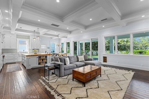 Interior, Kitchen, Living room, Pendant Lights, Recessed Lighting, Wood Texture Flooring