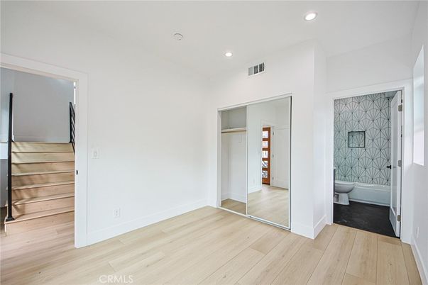 Bathroom, Empty room, Interior, Recessed Lighting, Wood Texture Flooring