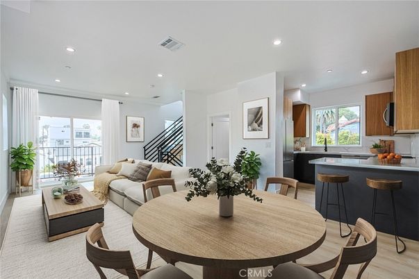 Dining room, Interior, Kitchen, Living room, Recessed Lighting, Wood Texture Flooring