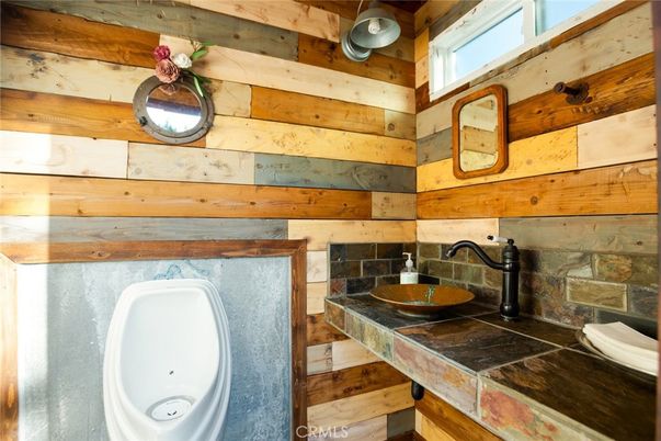 Bathroom, Interior, Tile Countertops, Wooden Walls