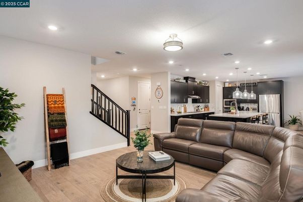 Interior, Kitchen, Living room, Pendant Lights, Recessed Lighting, Stainless Steel Appliances, Wood Texture Flooring