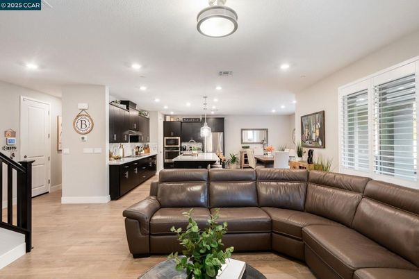 Dining room, Interior, Kitchen, Living room, Pendant Lights, Recessed Lighting, Wood Texture Flooring