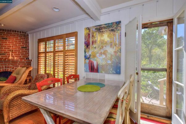 Dining room, Interior, Recessed Lighting, Stone Walls