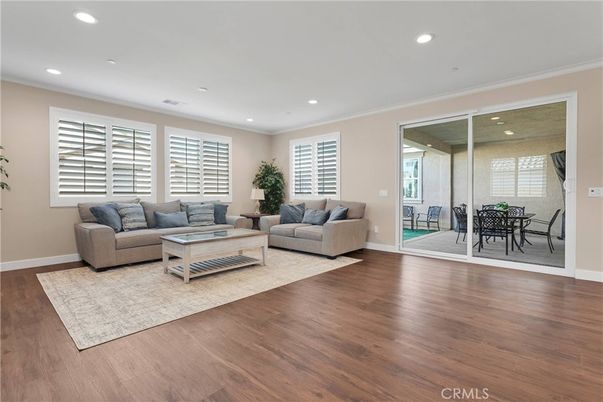 Dining room, Interior, Living room, Recessed Lighting, Wood Texture Flooring