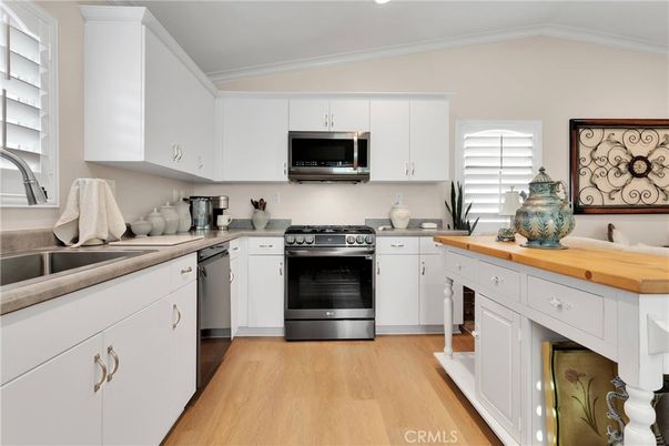 Interior, Kitchen, Stainless Steel Appliances, Wood Texture Flooring