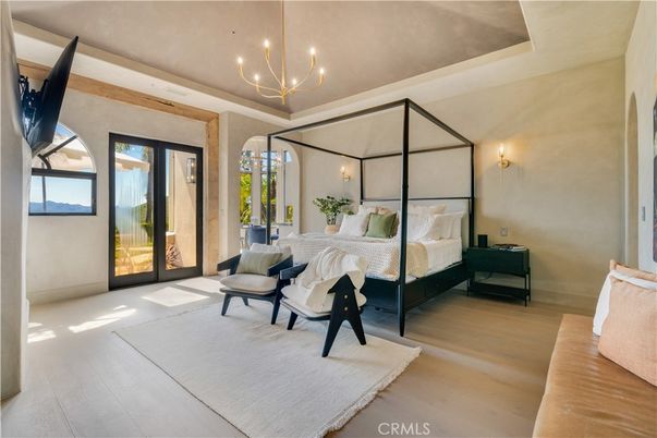 Bedroom, Chandelier, Interior, Wood Texture Flooring