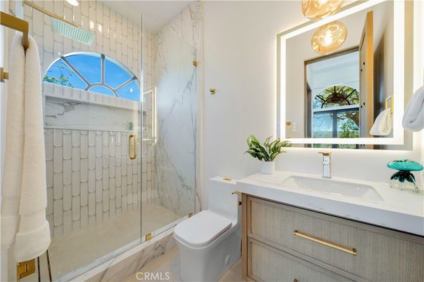 Bathroom, Glass Shower, Interior, Marble Walls