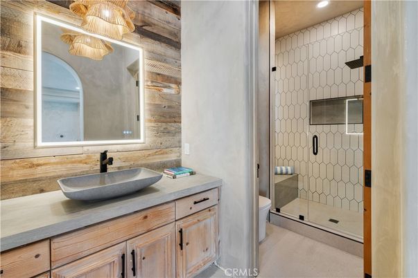 Bathroom, Glass Shower, Interior, Wooden Walls