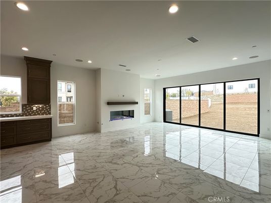 Empty room, Fireplace, Interior, Marble, Recessed Lighting