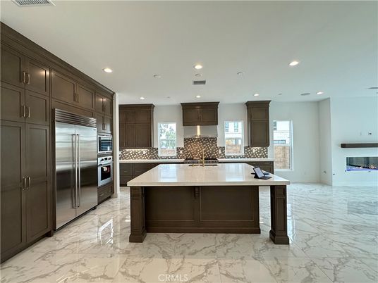 Interior, Kitchen, Marble, Recessed Lighting, Stainless Steel Appliances