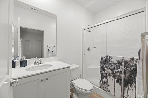 Bathroom, Glass Shower, Interior, Wood Texture Flooring