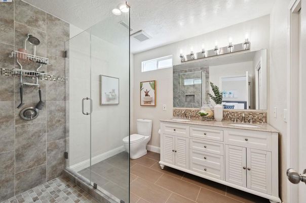Bathroom, Dual Sink Vanities, Glass Shower, Interior