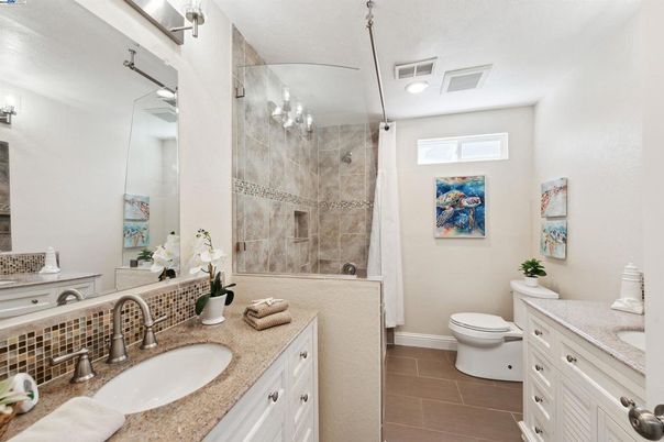 Bathroom, Dual Sink Vanities, Glass Shower, Interior