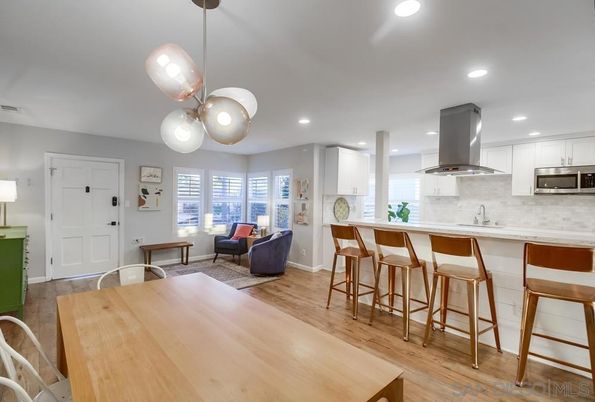 Interior, Kitchen, Living room, Pendant Lights, Recessed Lighting, Stainless Steel Appliances, Wood Texture Flooring
