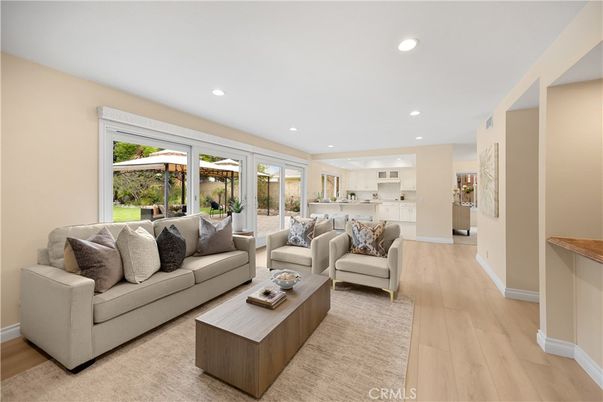 Interior, Kitchen, Living room, Recessed Lighting, Wood Texture Flooring