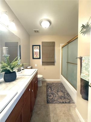 Bathroom, Dual Sink Vanities, Glass Shower, Interior, Tile Countertops