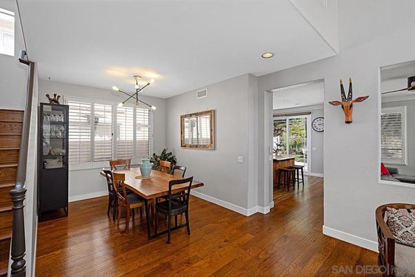 Dining room, Interior, Recessed Lighting, Wood Texture Flooring