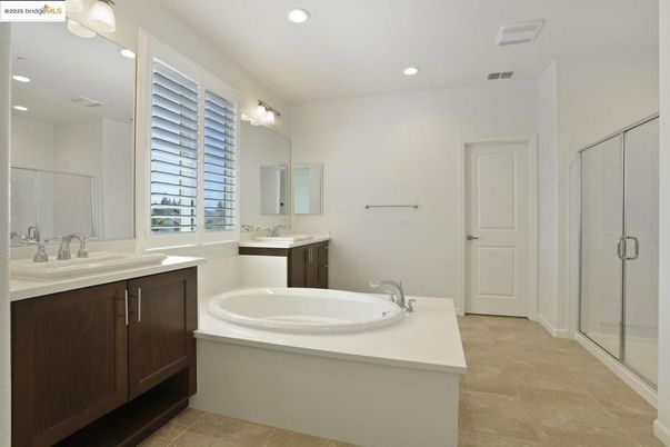 Bathroom, Dual Sink Vanities, Glass Shower, Interior, Recessed Lighting