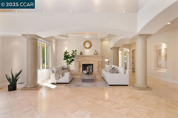 Fireplace, Interior, Living room, Recessed Lighting