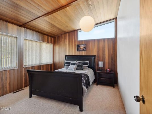 Bedroom, Interior, Pendant Lights, Wooden Ceilings, Wooden Walls