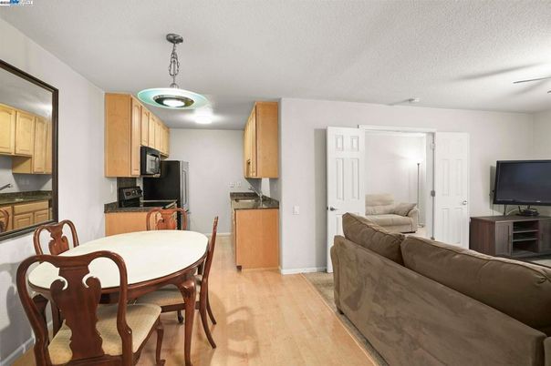 Dining room, Interior, Kitchen, Living room, Pendant Lights, Wood Texture Flooring