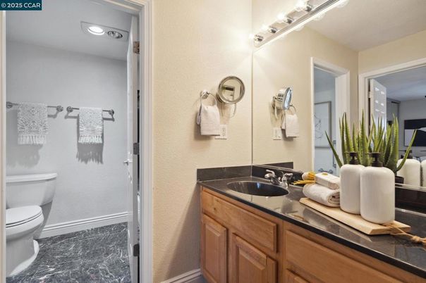 Bathroom, Dual Sink Vanities, Glass Shower, Interior, Marble, Recessed Lighting