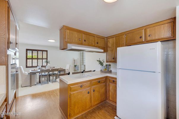 Dining room, Interior, Kitchen, Living room, Recessed Lighting, Wood Texture Flooring