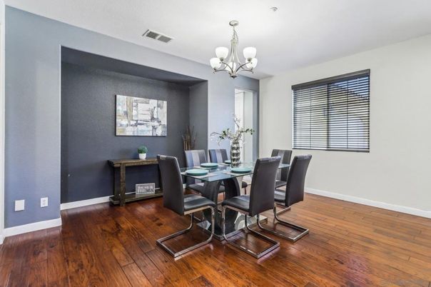 Chandelier, Dining room, Interior, Wood Texture Flooring