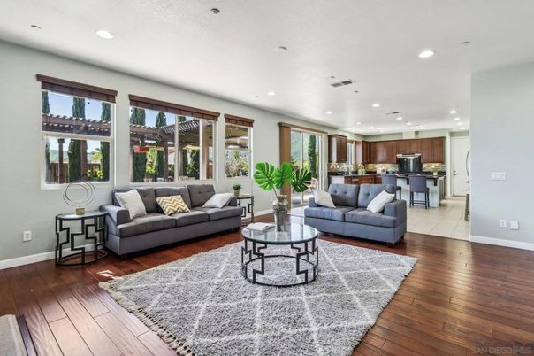Interior, Kitchen, Living room, Recessed Lighting, Wood Texture Flooring