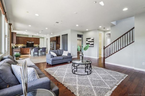 Interior, Kitchen, Living room, Recessed Lighting, Stainless Steel Appliances, Wood Texture Flooring
