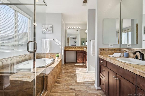 Bathroom, Dual Sink Vanities, Interior, Tile Countertops
