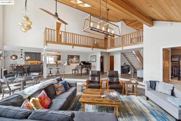 Dining room, Interior, Living room, Pendant Lights, Piano, Wooden Beams, Wooden Ceilings, Wood Texture Flooring