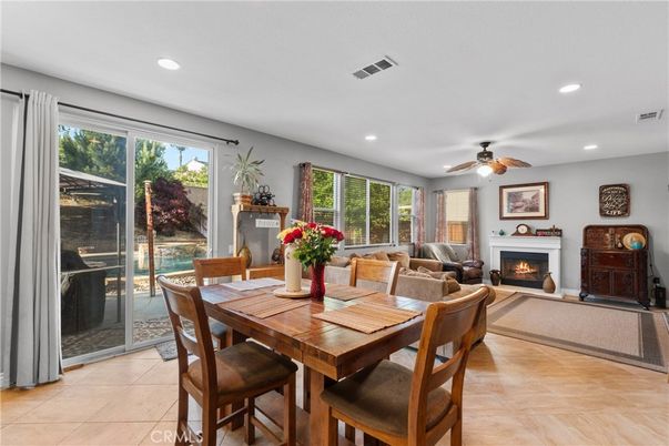Dining room, Fireplace, Interior, Living room, Recessed Lighting