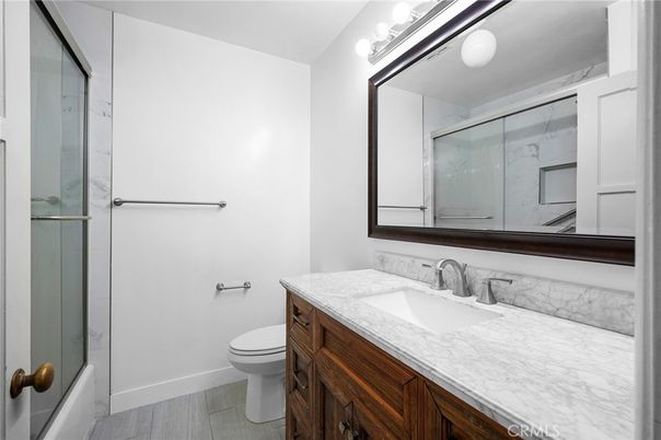 Bathroom, Glass Shower, Interior, Wood Texture Flooring