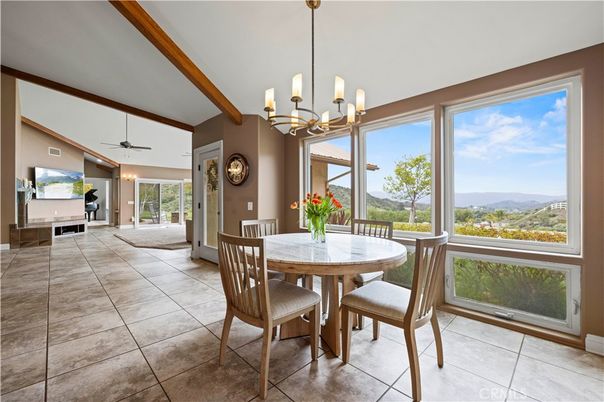 Chandelier, Dining room, Interior, Wooden Beams