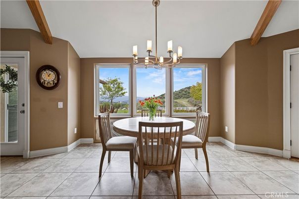 Chandelier, Dining room, Interior, Wooden Beams