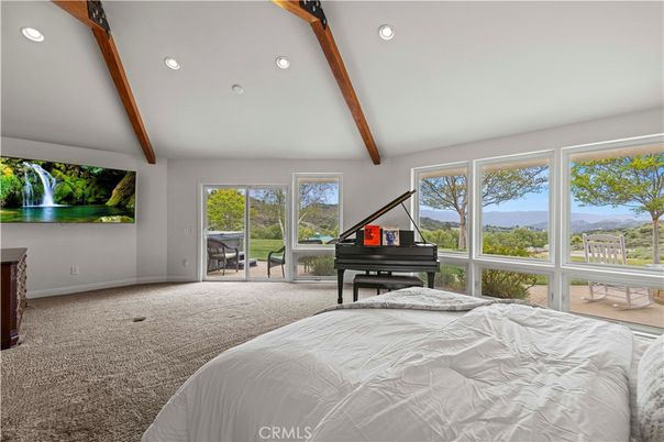 Bedroom, Interior, Piano, Recessed Lighting, Wooden Beams