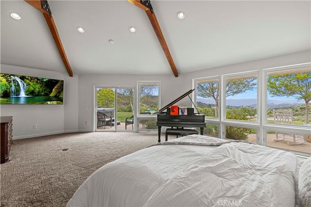 Bedroom, Interior, Piano, Recessed Lighting, Wooden Beams