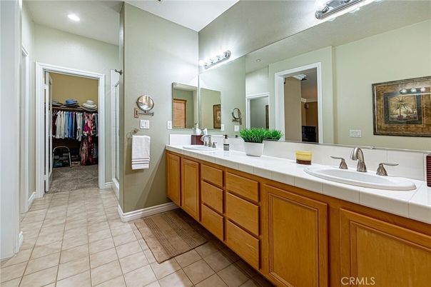 Bathroom, Dual Sink Vanities, Interior, Recessed Lighting, Tile Countertops