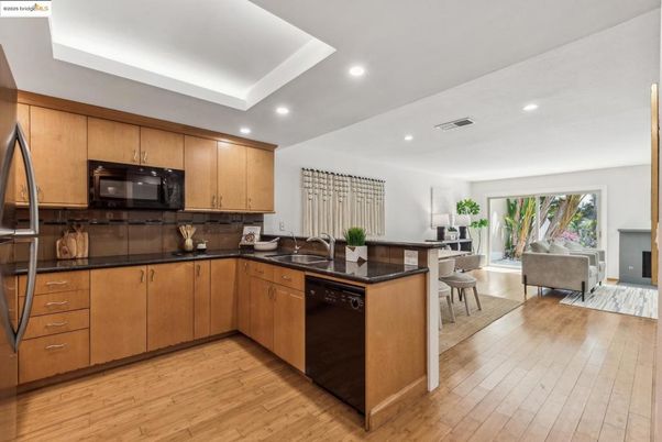 Interior, Kitchen, Recessed Lighting, Wood Texture Flooring