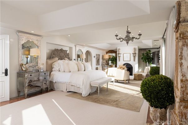 Bedroom, Chandelier, Fireplace, Interior, Recessed Lighting