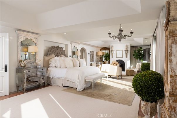 Bedroom, Chandelier, Fireplace, Interior, Recessed Lighting